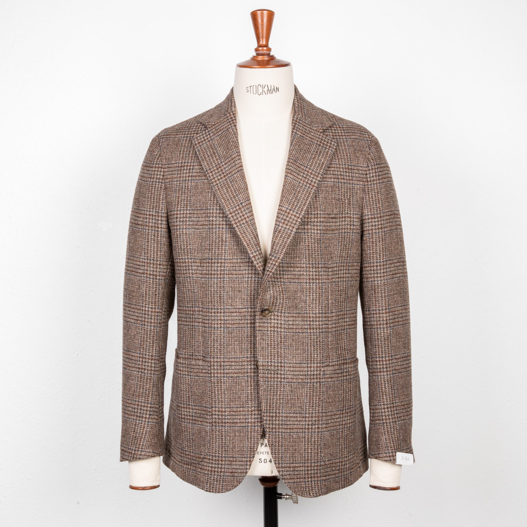 De Petrillo Posillipo Shetland Tweed Jacket Prince Of Wales Beige