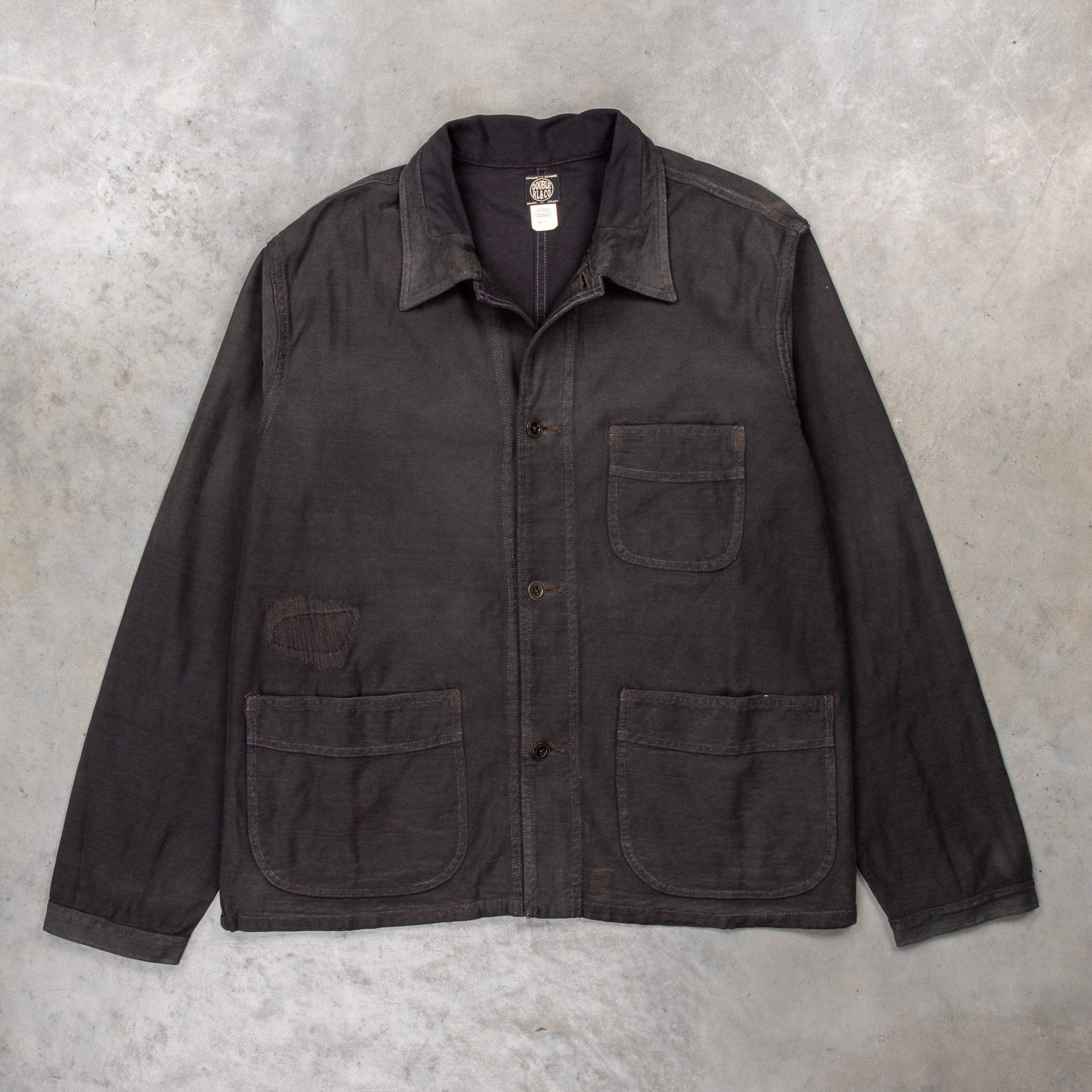 RRL Mickey Repaired Jersey Work Jacket Black