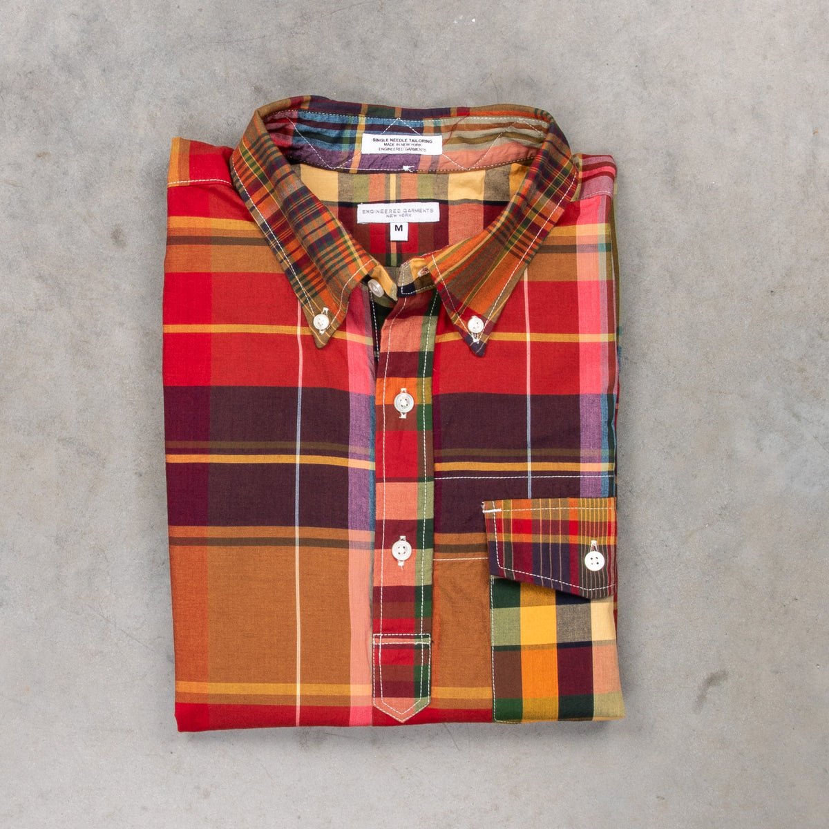 Engineered Garments Popover BD Shirt Red Khaki Plaid – Frans Boone Store