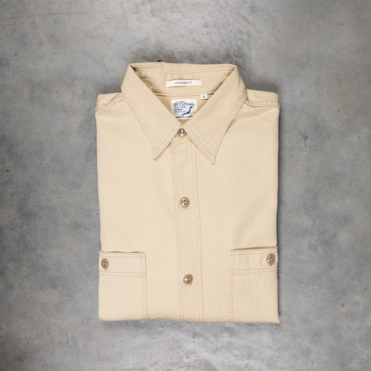 Orslow Cotton twill vintage fit work shirt beige – Frans Boone Store