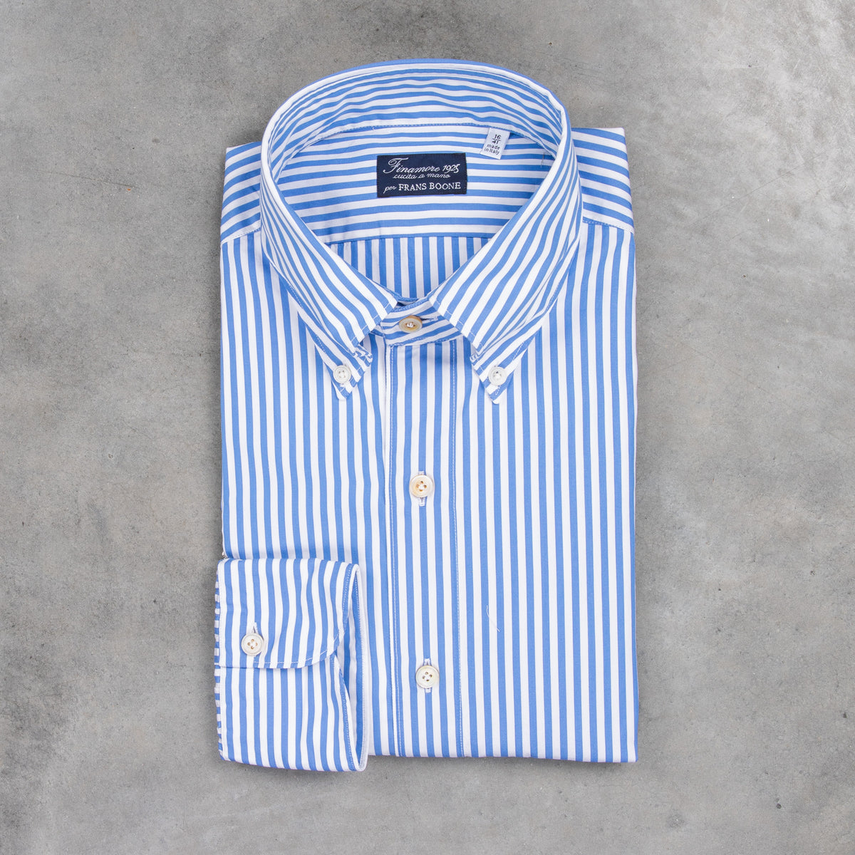 Finamore Gaeta Fit Collo Lucio Bengal Stripe Shirt Blu Medio