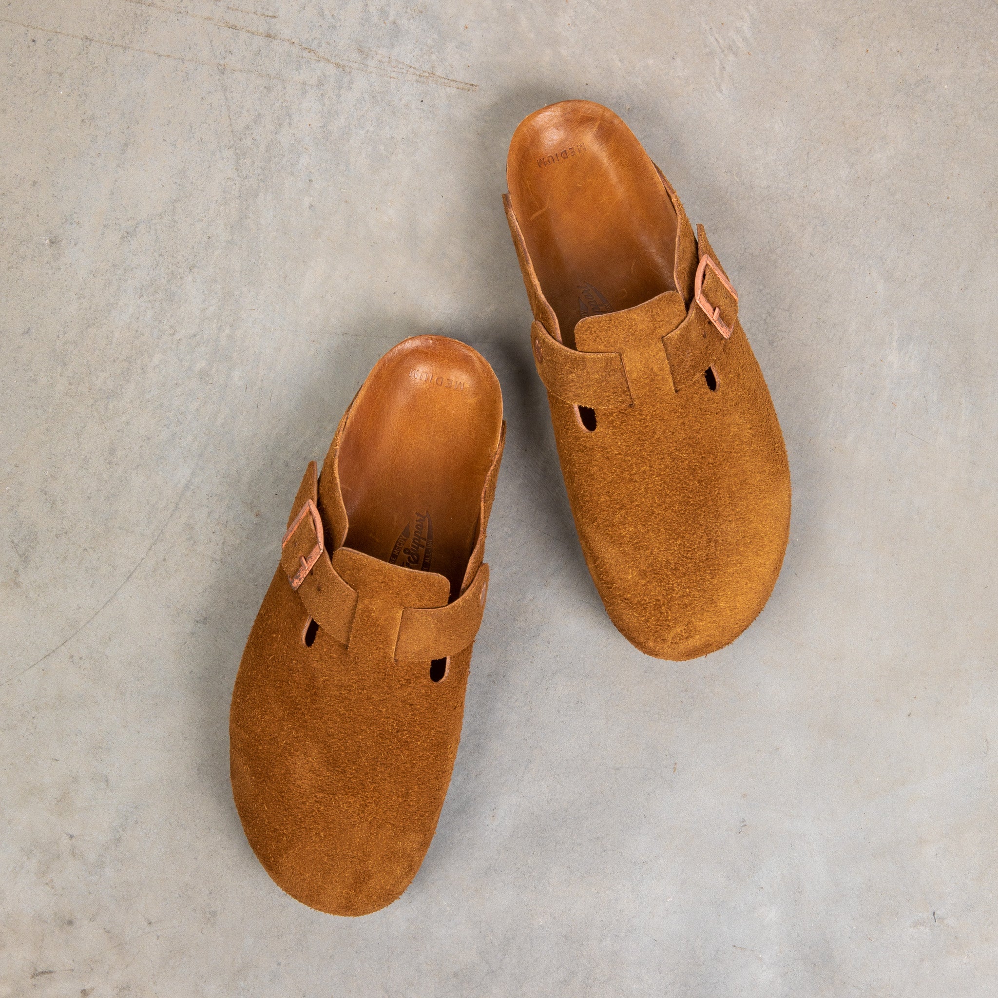 The Real McCoy´s Leather Foot Support Clogs Raw Sienna