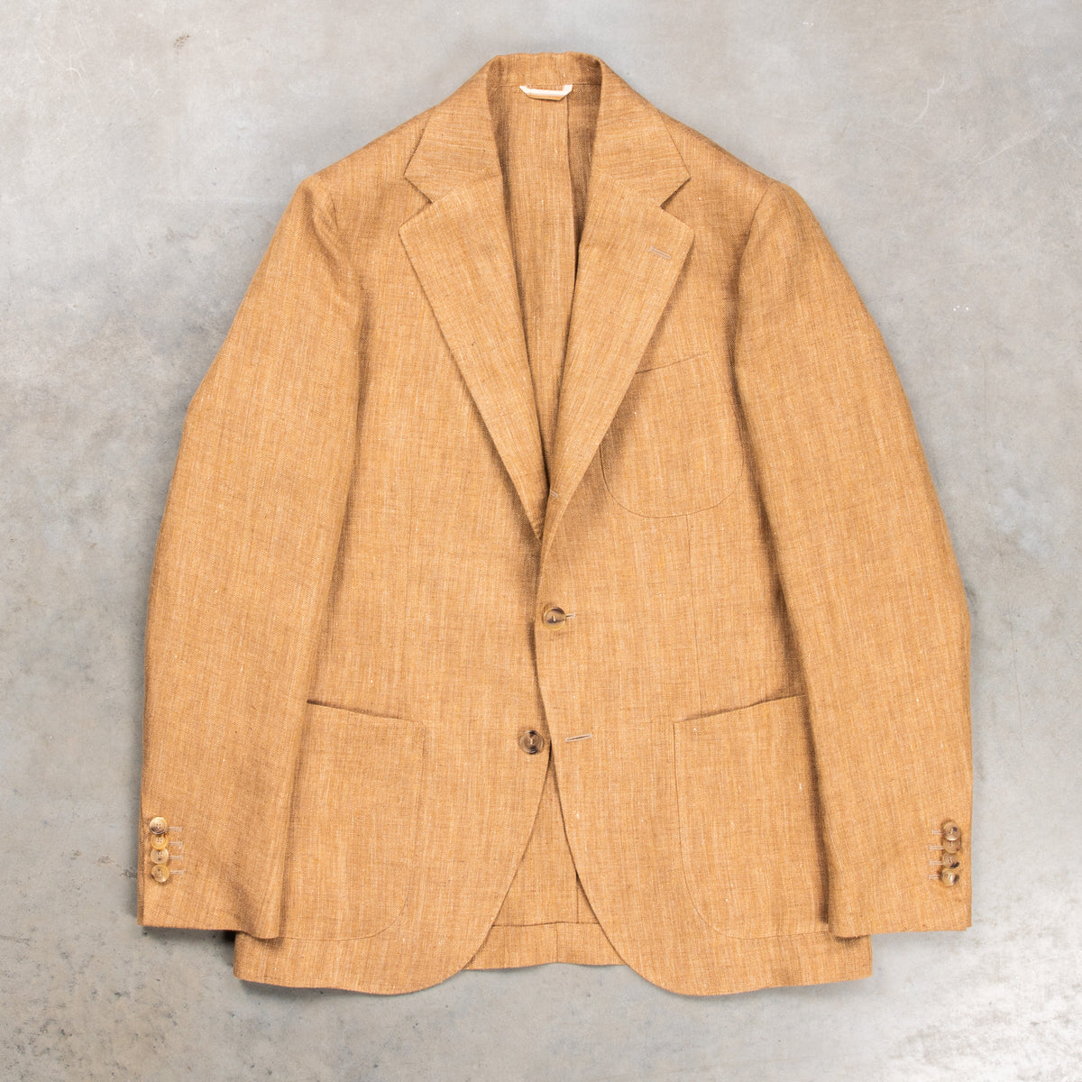 De Petrillo Coroglio Linen Jacket fine herringbone camel – Frans Boone Store