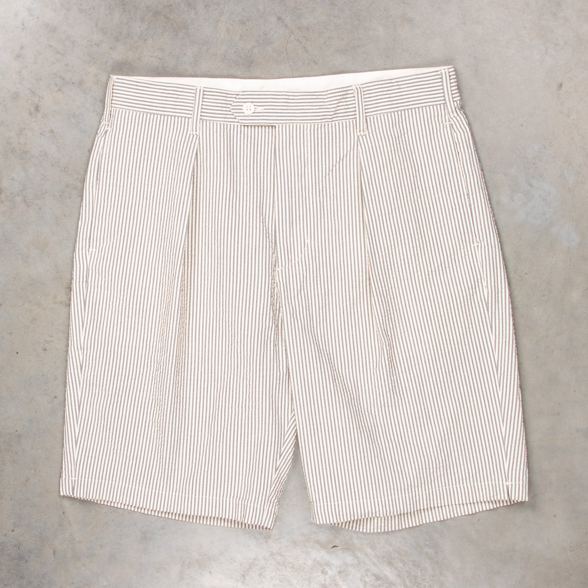 Engineered Garments Sunset Short Navy/Natural Cotton Seersucker