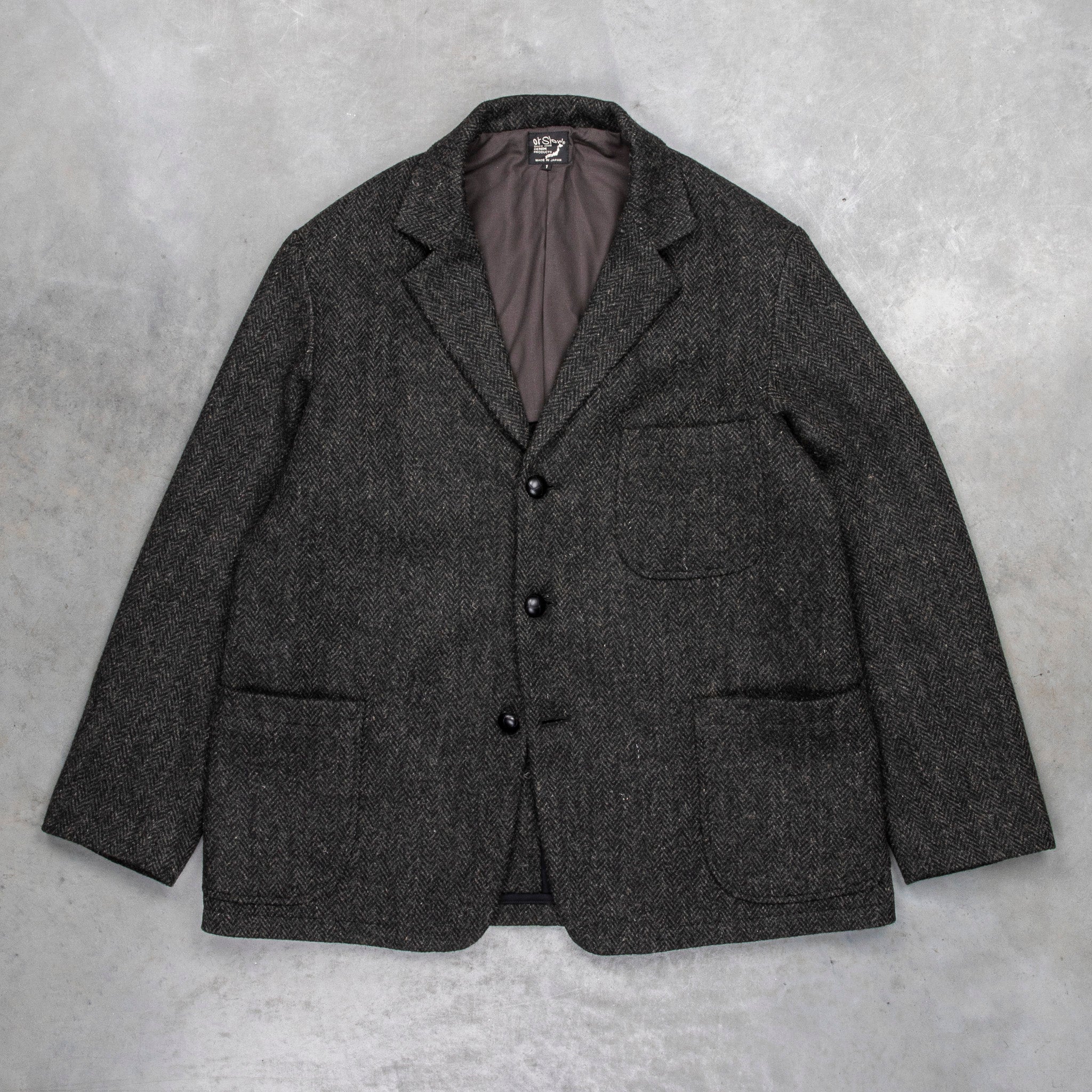 OrSlow Relaxed Fit Harris Tweed Jacket Black