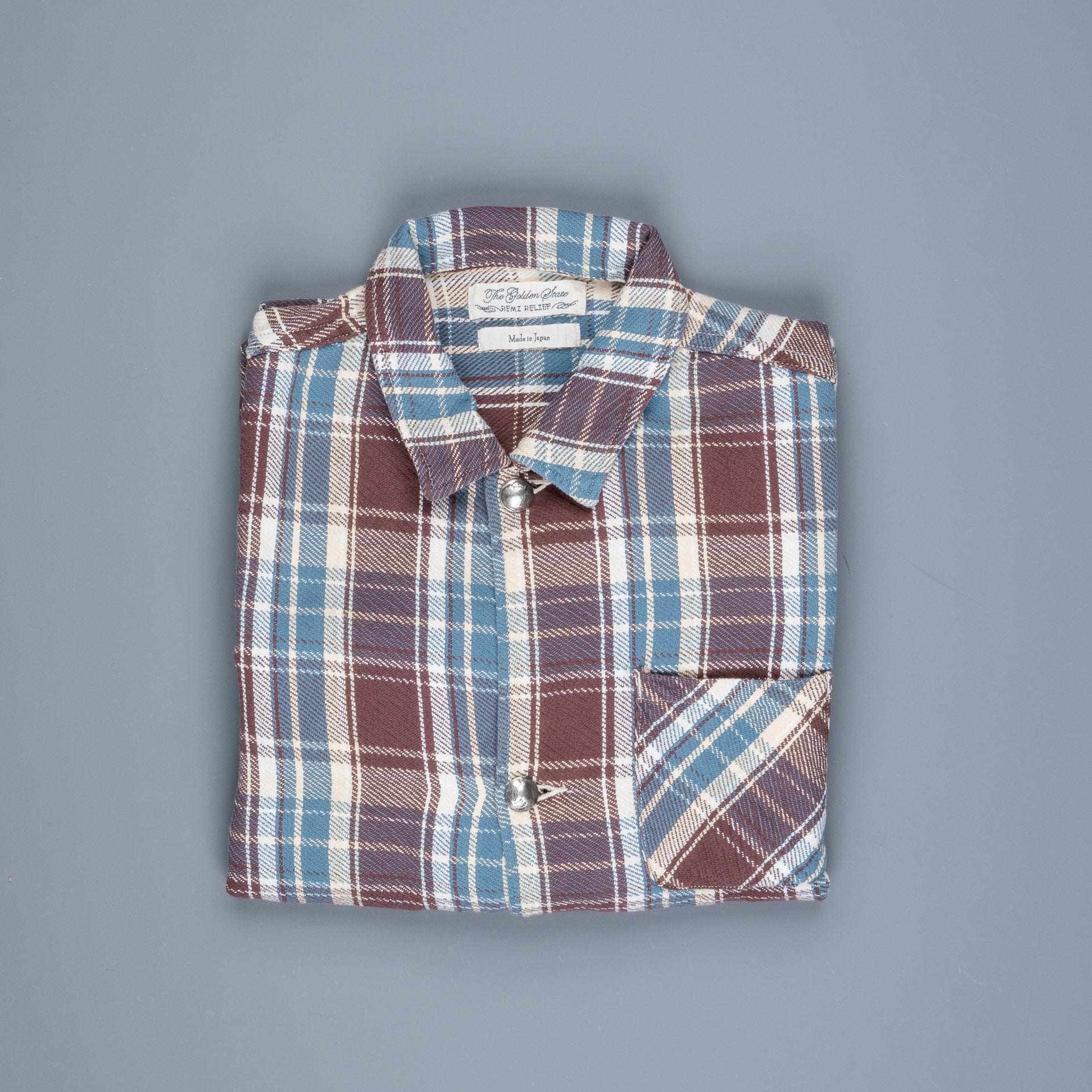 Remi Relief twill checked wide shirt brown – Frans Boone Store