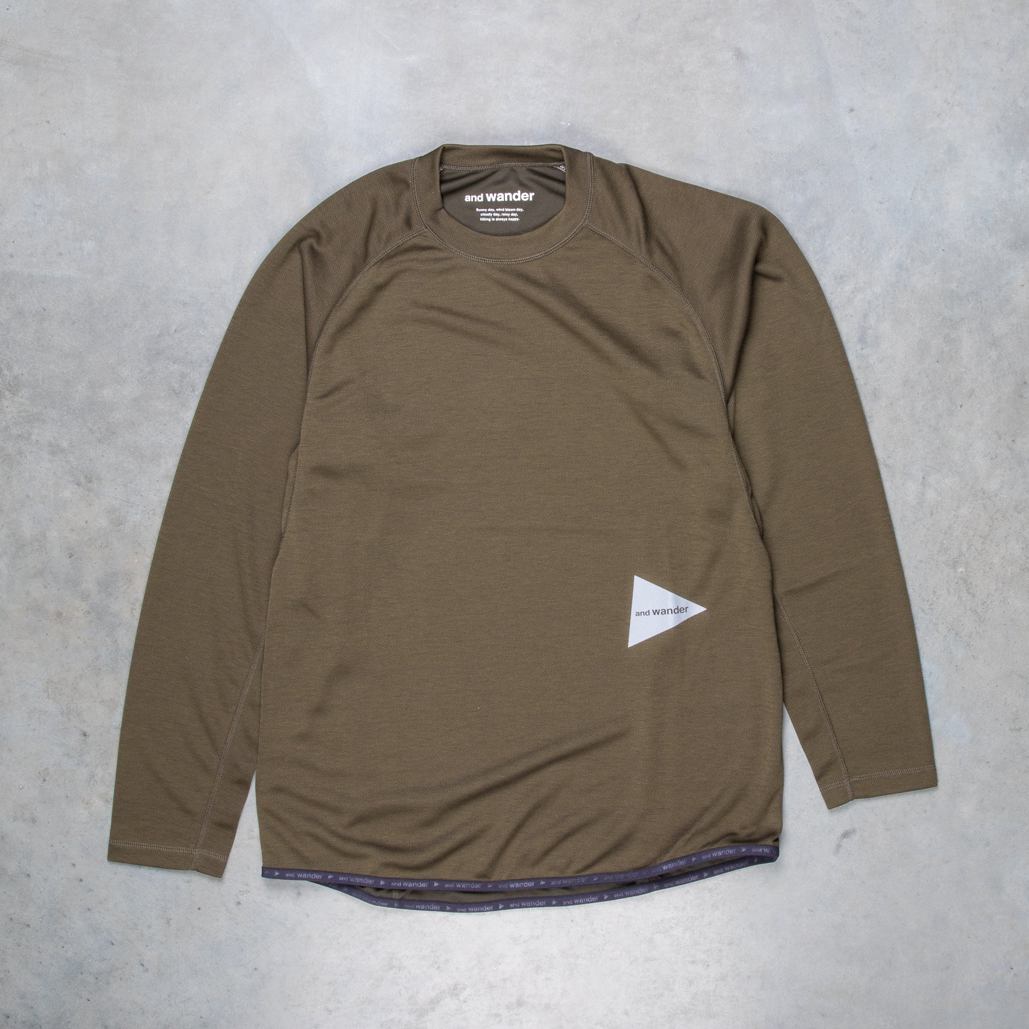 And Wander Power Dry Jersey Raglan LS T Khaki