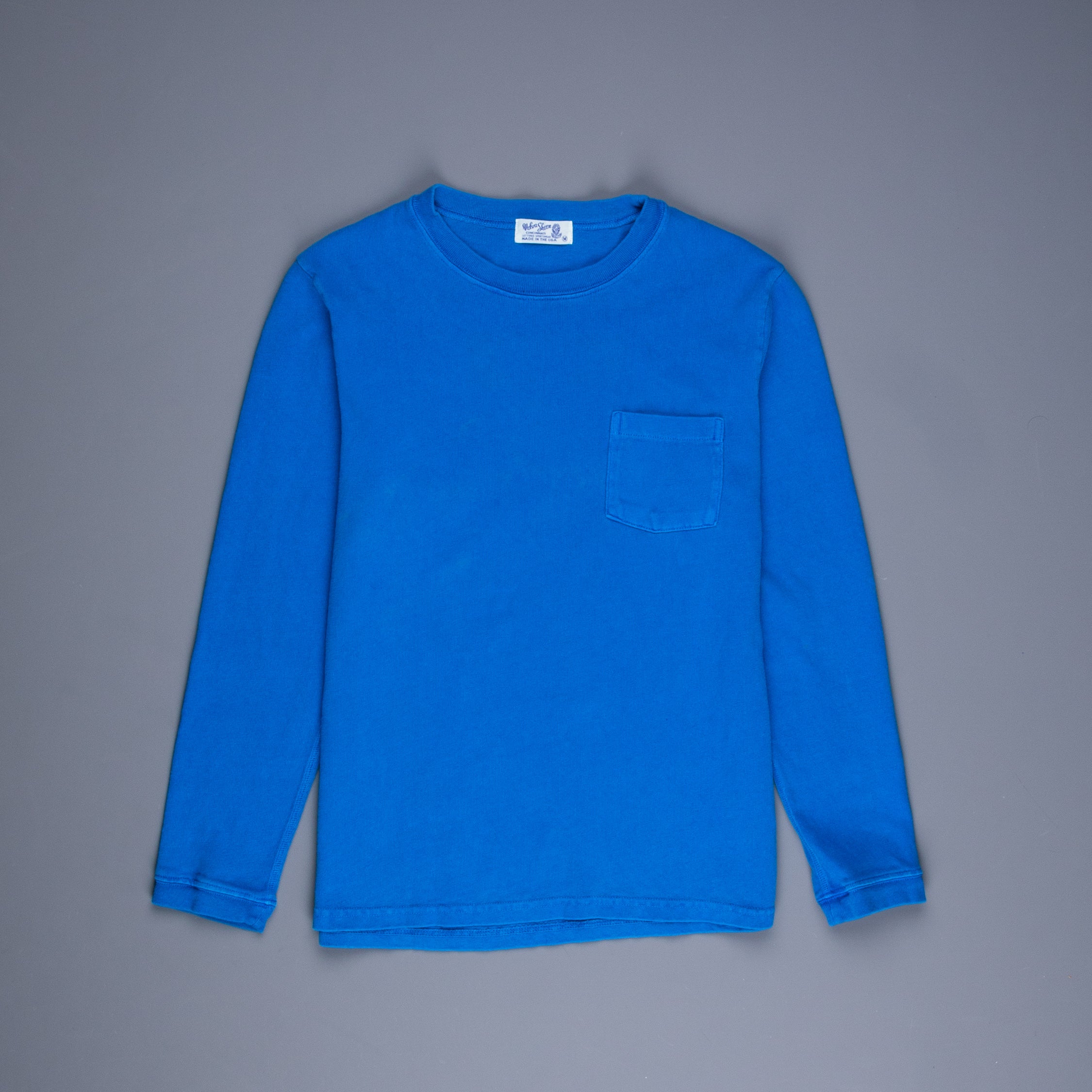 Velva Sheen Heavy oz Pïgment L/S Tee with pocket Marine Blue