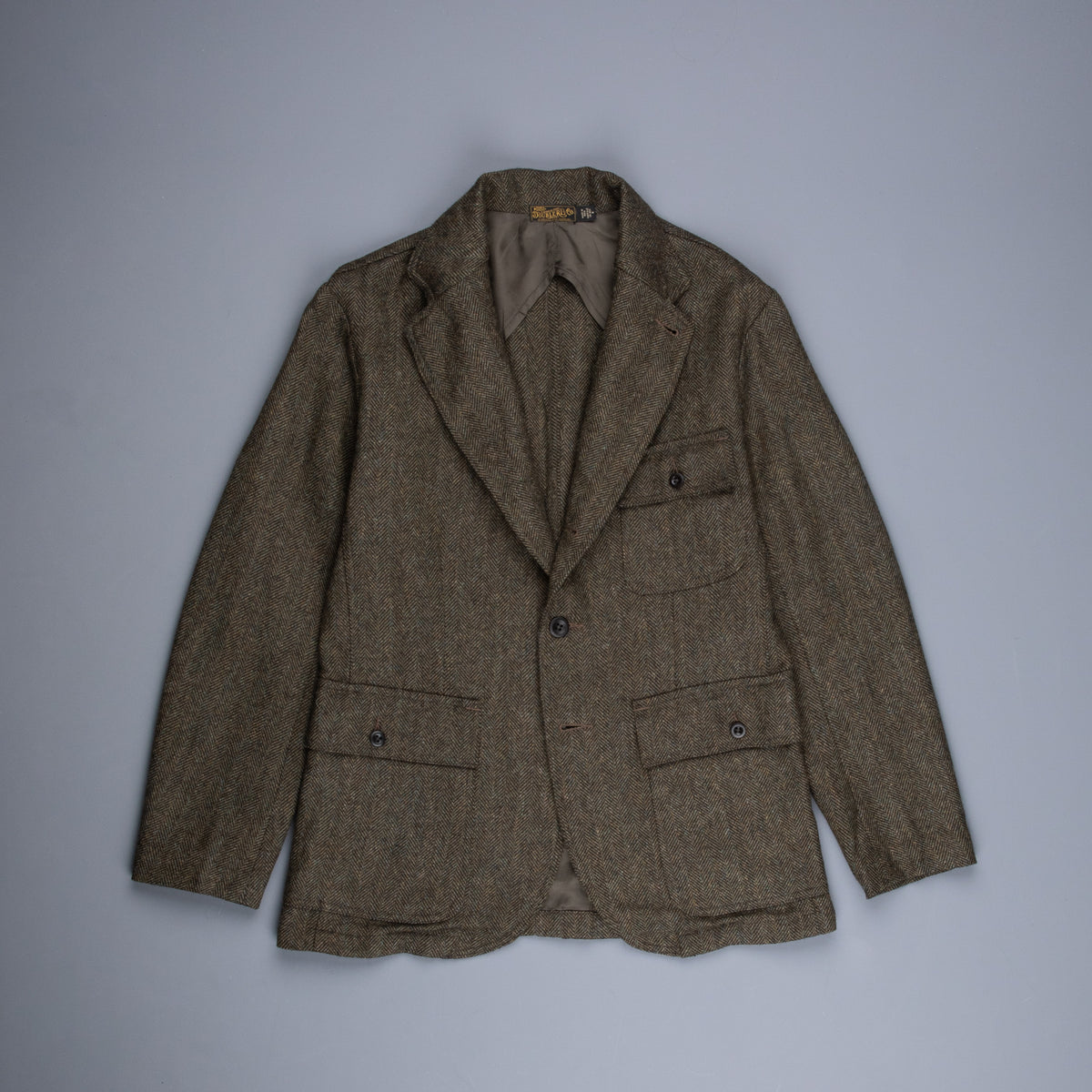 RRL Acklington Sportcoat Wool Cotton Herringbone Vintage Green