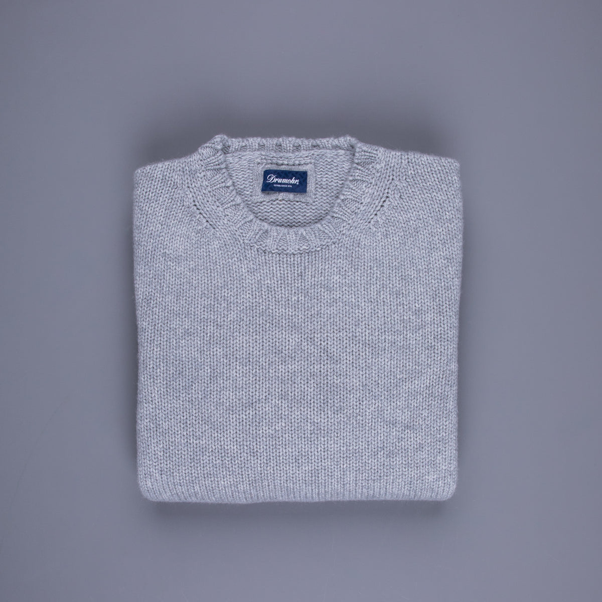 Drumohr Cashmere Tre Fili Girocollo Grigio Medio – Frans Boone