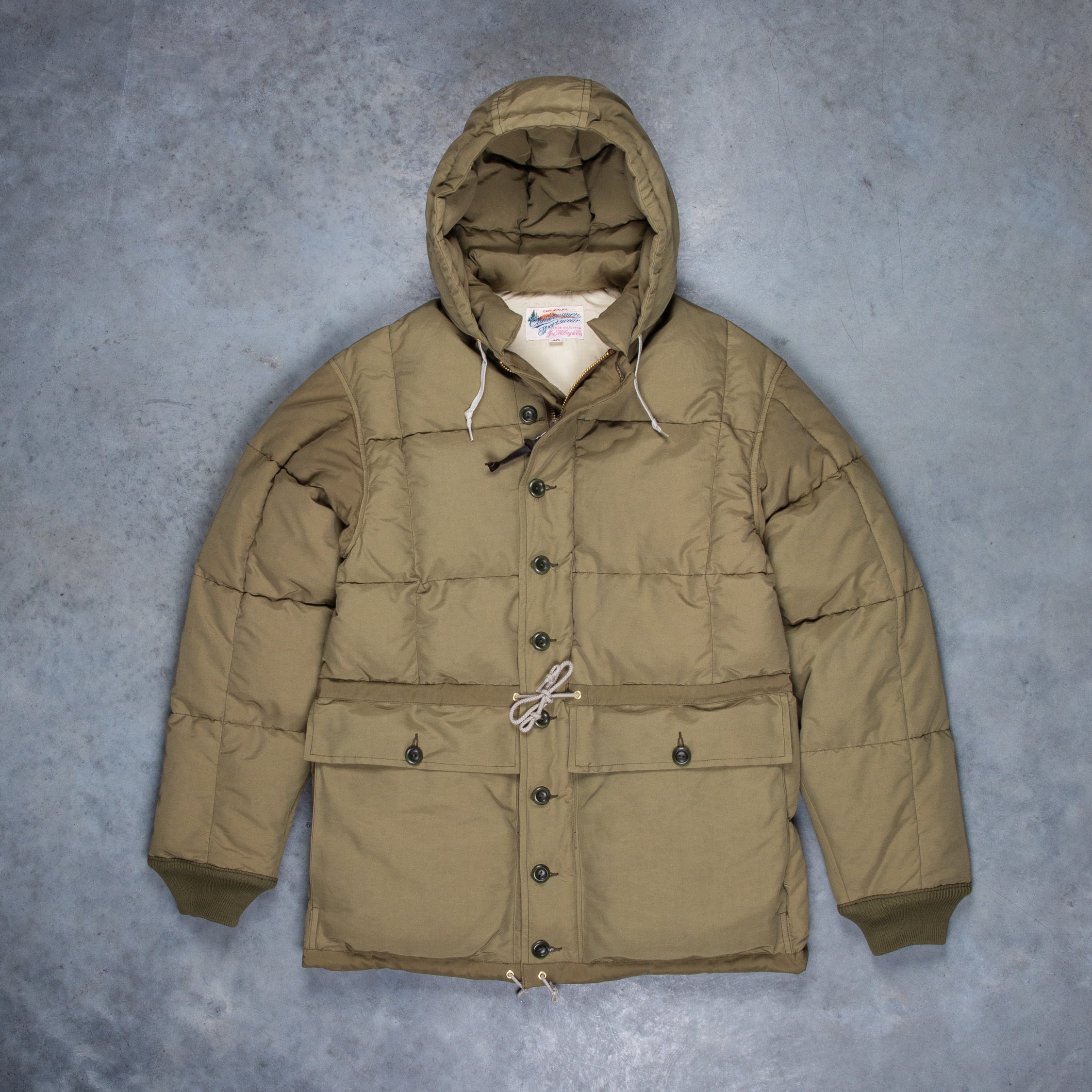 The Real McCoy's Cotton / Nylon Hooded Down Jacket Olive – Frans