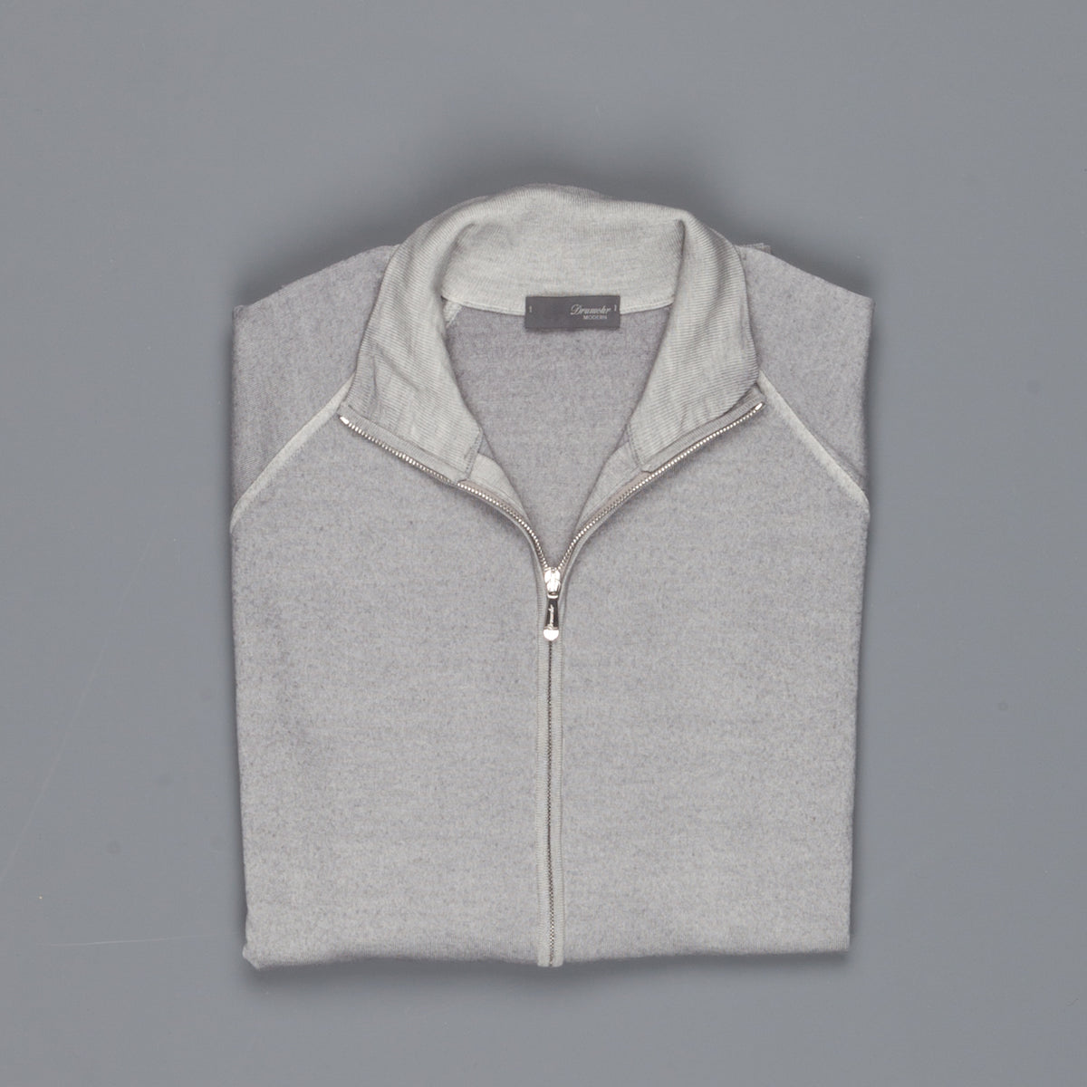 Drumohr merino wool zip raglan sweater grey – Frans Boone Store
