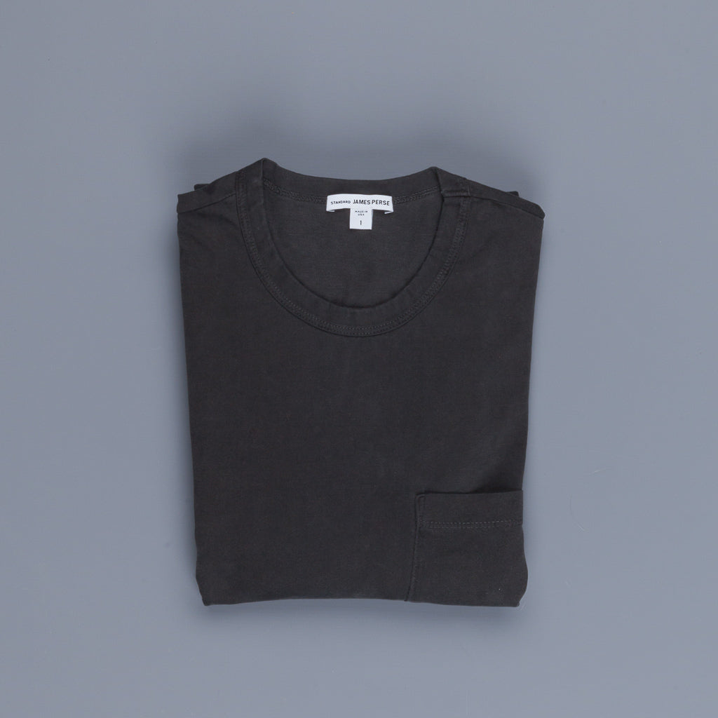 James Perse L/S Crew Neck Pocket Tee Suede Jersey Carbon