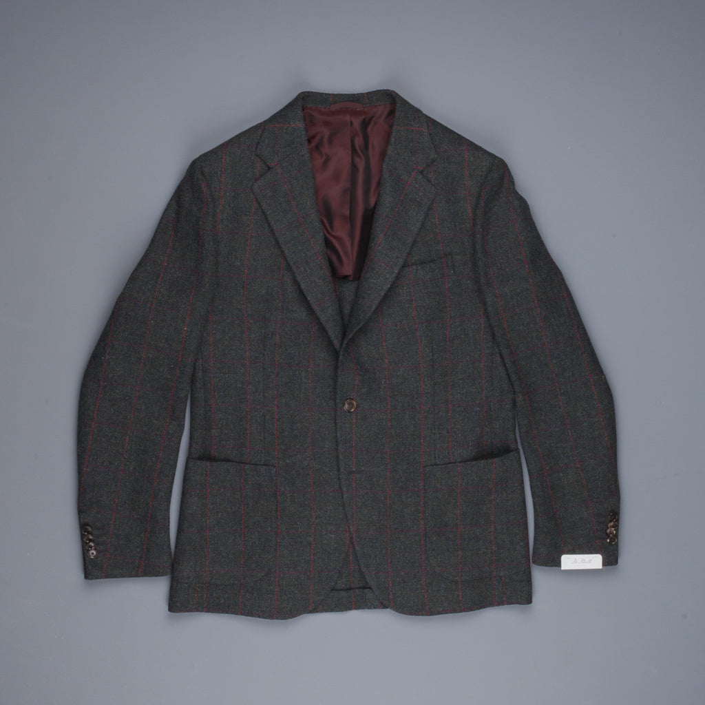 De Petrillo x Frans Boone jacket Shetland Herringbone two tone windowpane  teal