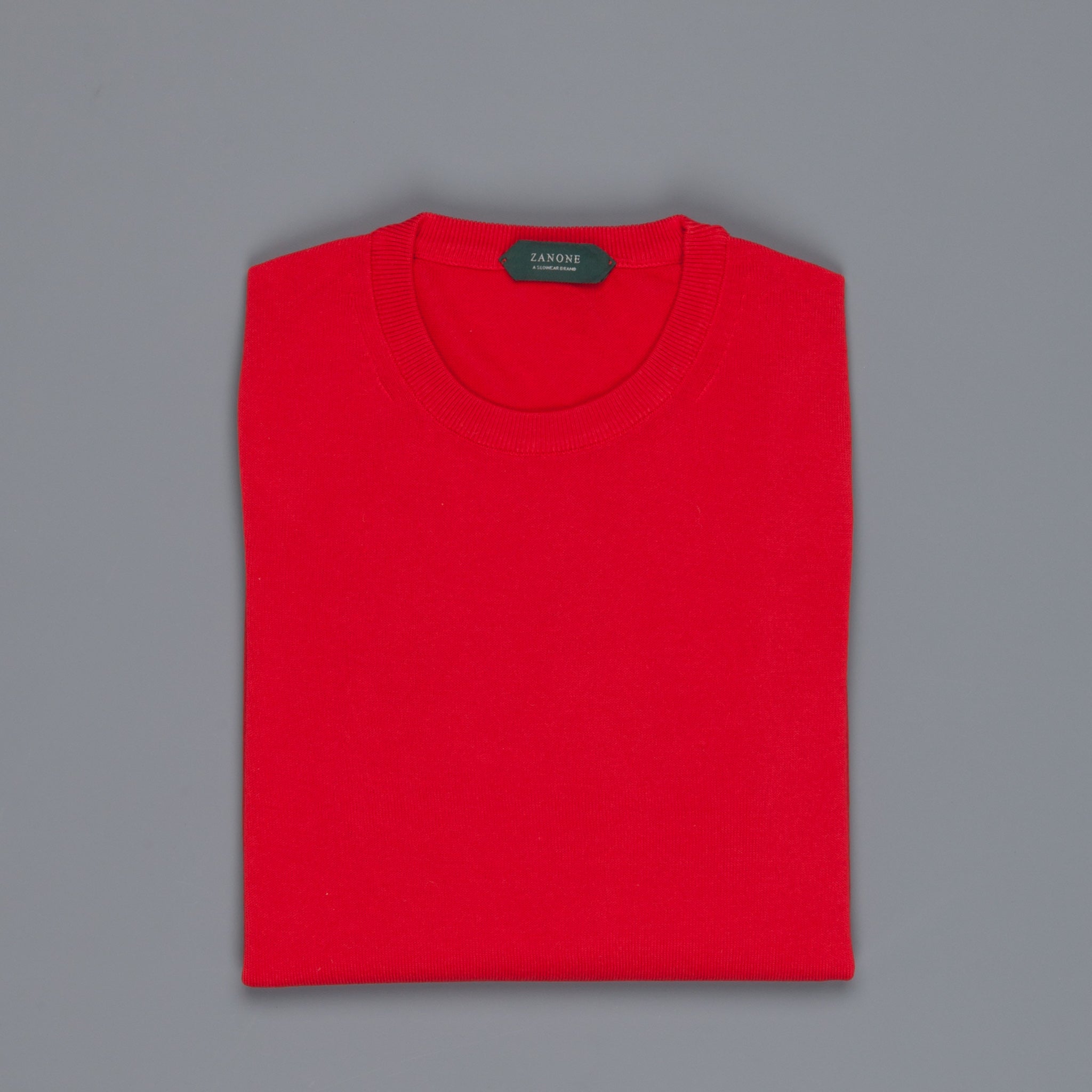 Zanone Crew neck crepe cotton sweater rosso – Frans Boone Store