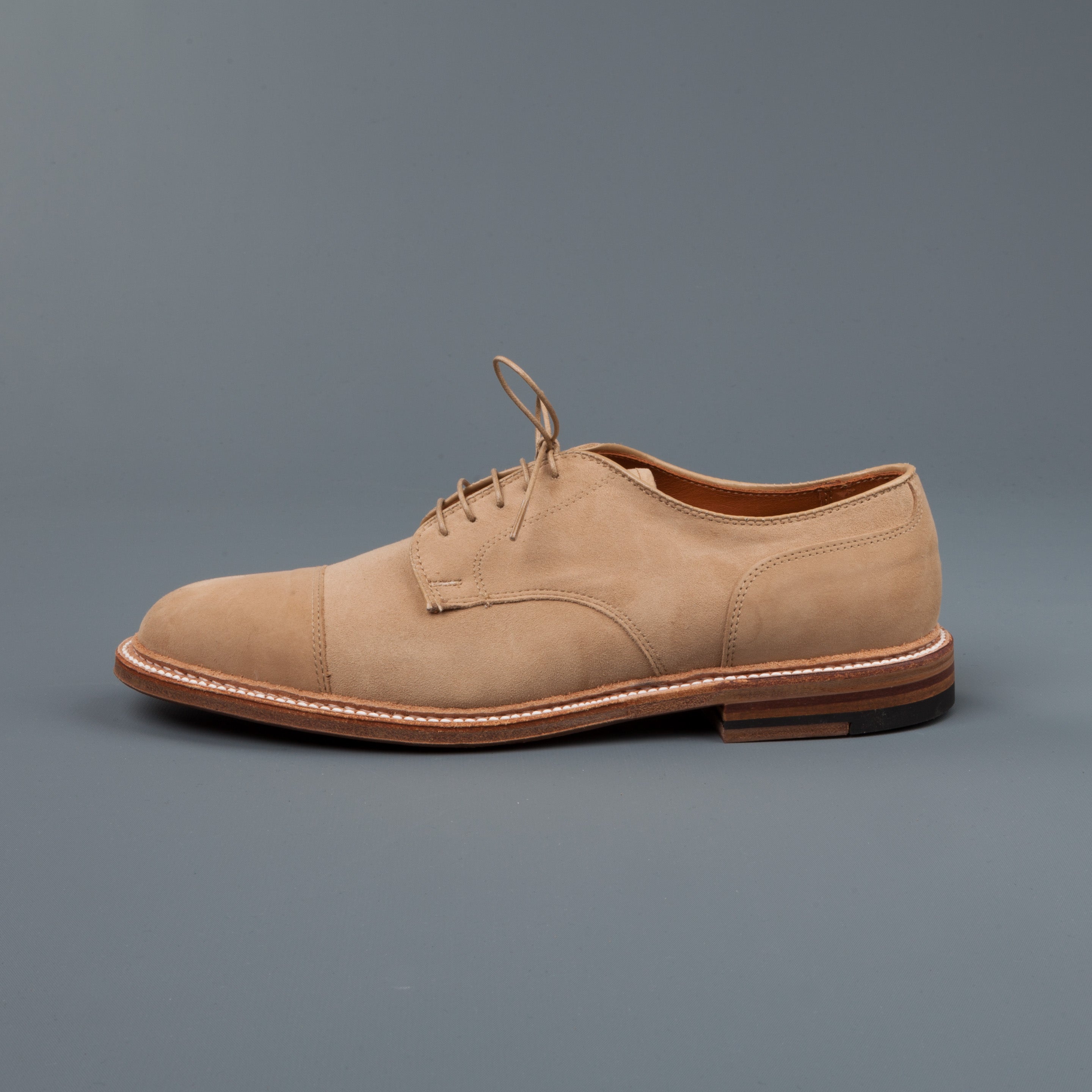 Alden x Frans Boone exclusive tan suede cap toe blucher