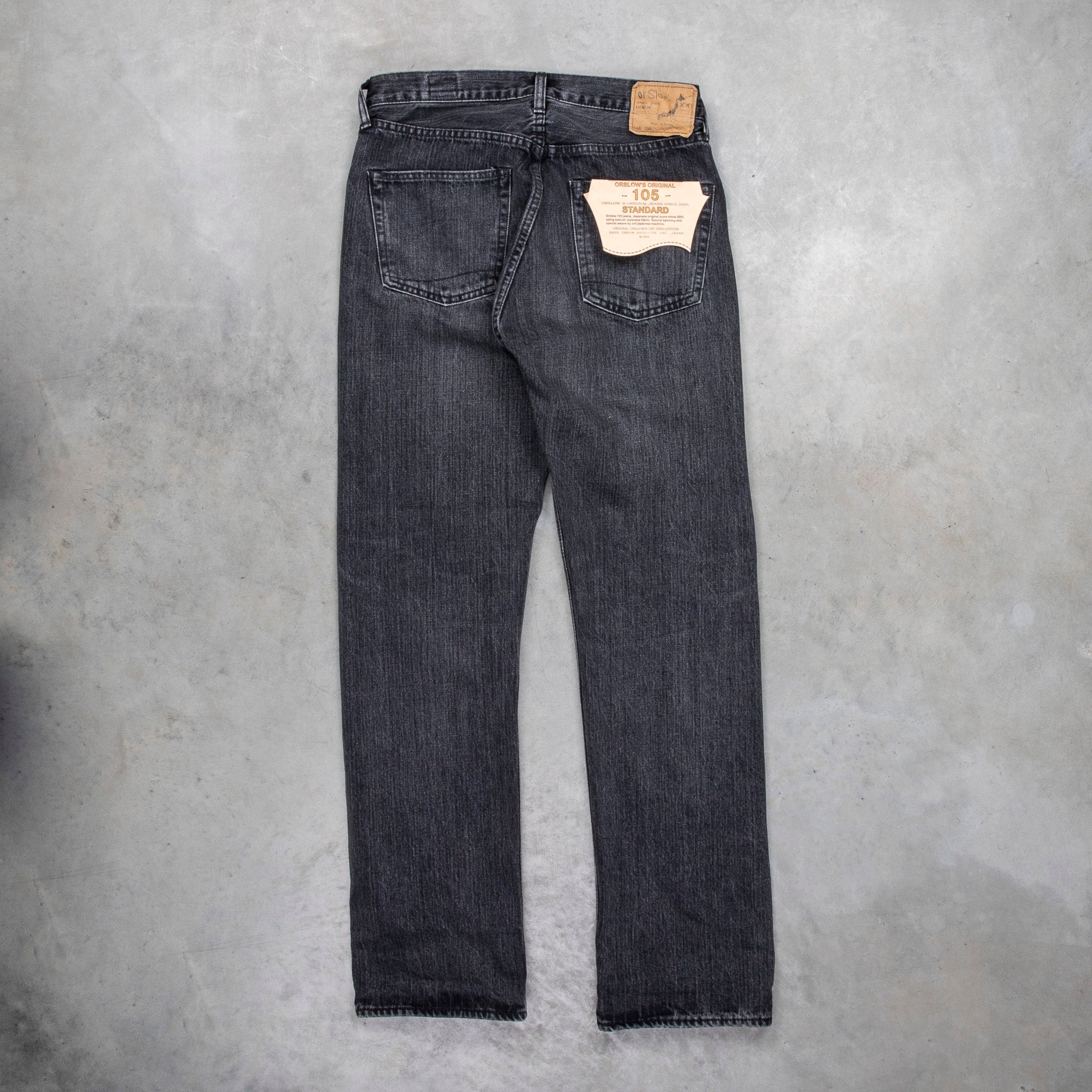 OrSlow 105 Standard Fit Black Denim Stone