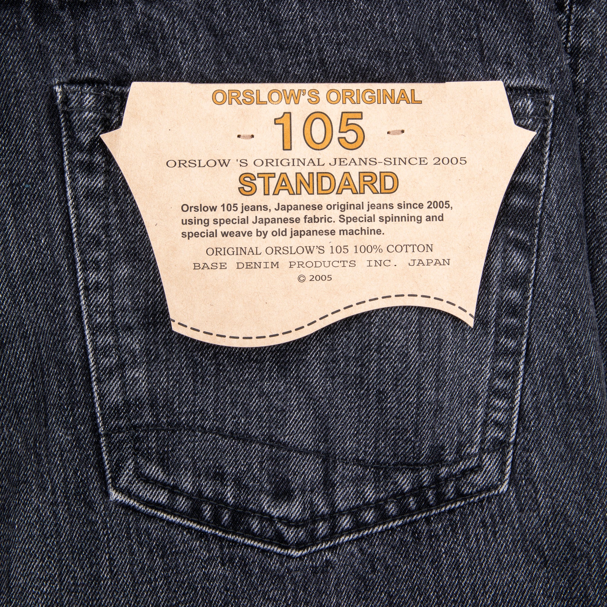 OrSlow 105 Standard Fit Black Denim Stone