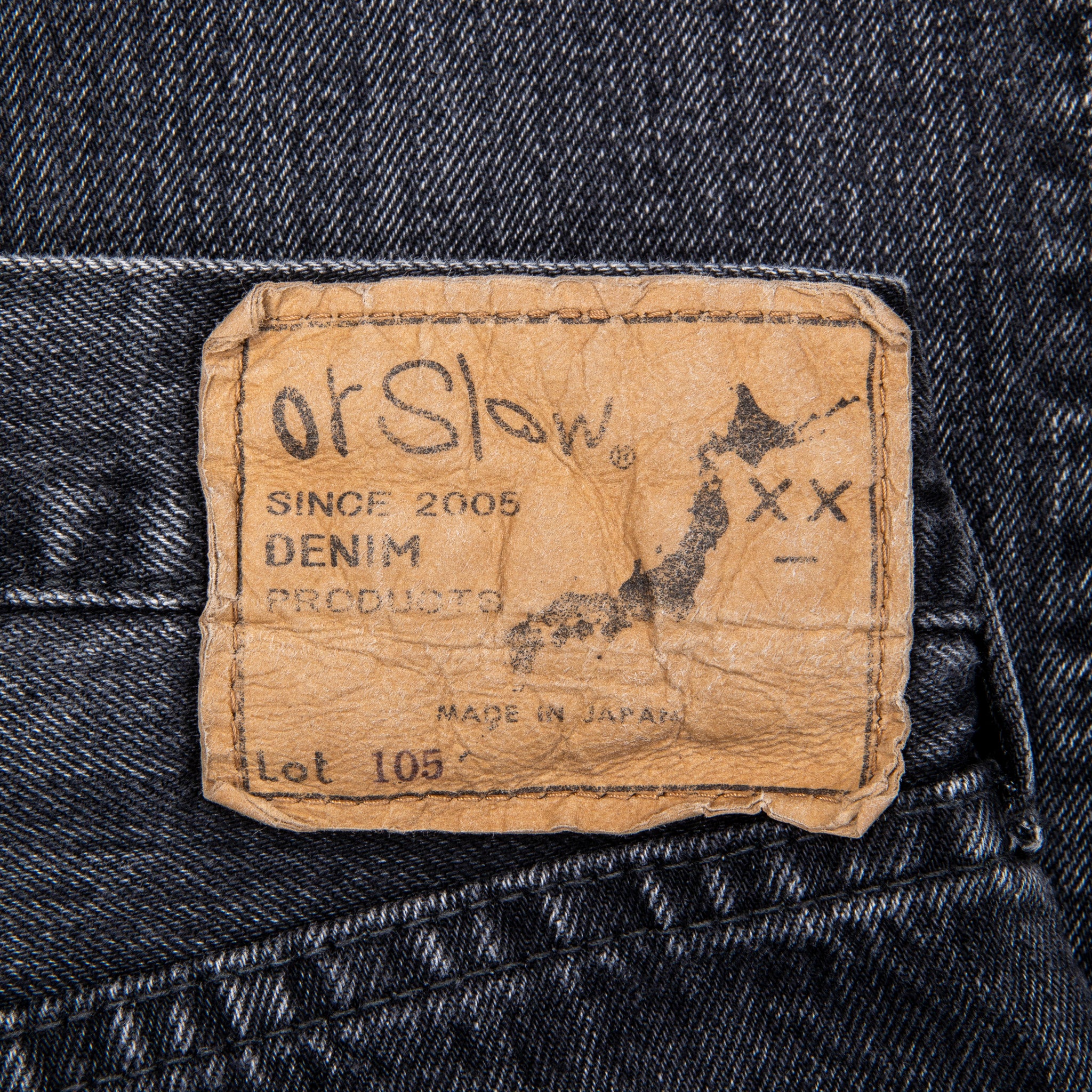 OrSlow 105 Standard Fit Black Denim Stone