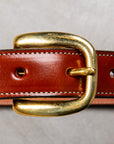 Tory Leather Classic Bridle Leather Belt 1″ Brass Buckle Oakbark