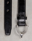 Tory Leather Spur Bridle Leather Belt 1″ Nickle Buckle Black