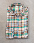 Finamore Madison Fit Collo Achille Linen Check Green