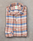 Finamore Madison Fit Collo Achille Linen Check Red