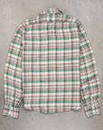 Finamore Madison Fit Collo Achille Linen Check Green