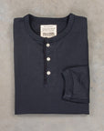 Fullcount Flat Seam Heavyweight Longsleeve Henley Ink. Black