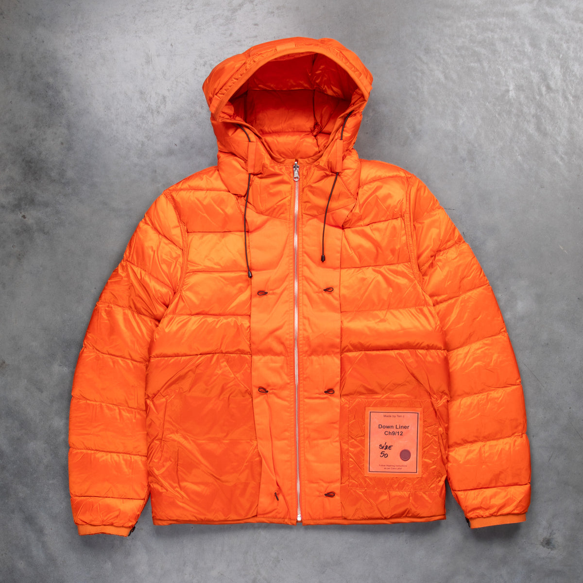 Ten C Hooded Down Liner with pockets Orange Frans Boone Exclusive ...