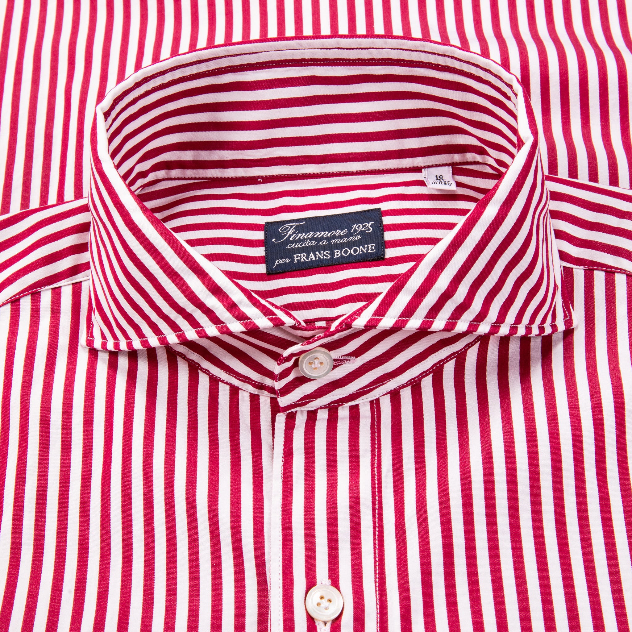 Finamore Tokyo Fit Collo Sergio Bengal Stripe Shirt Chianti