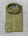 Finamore Gaeta Shirt Sergio Collar Alumo Poplin Olive