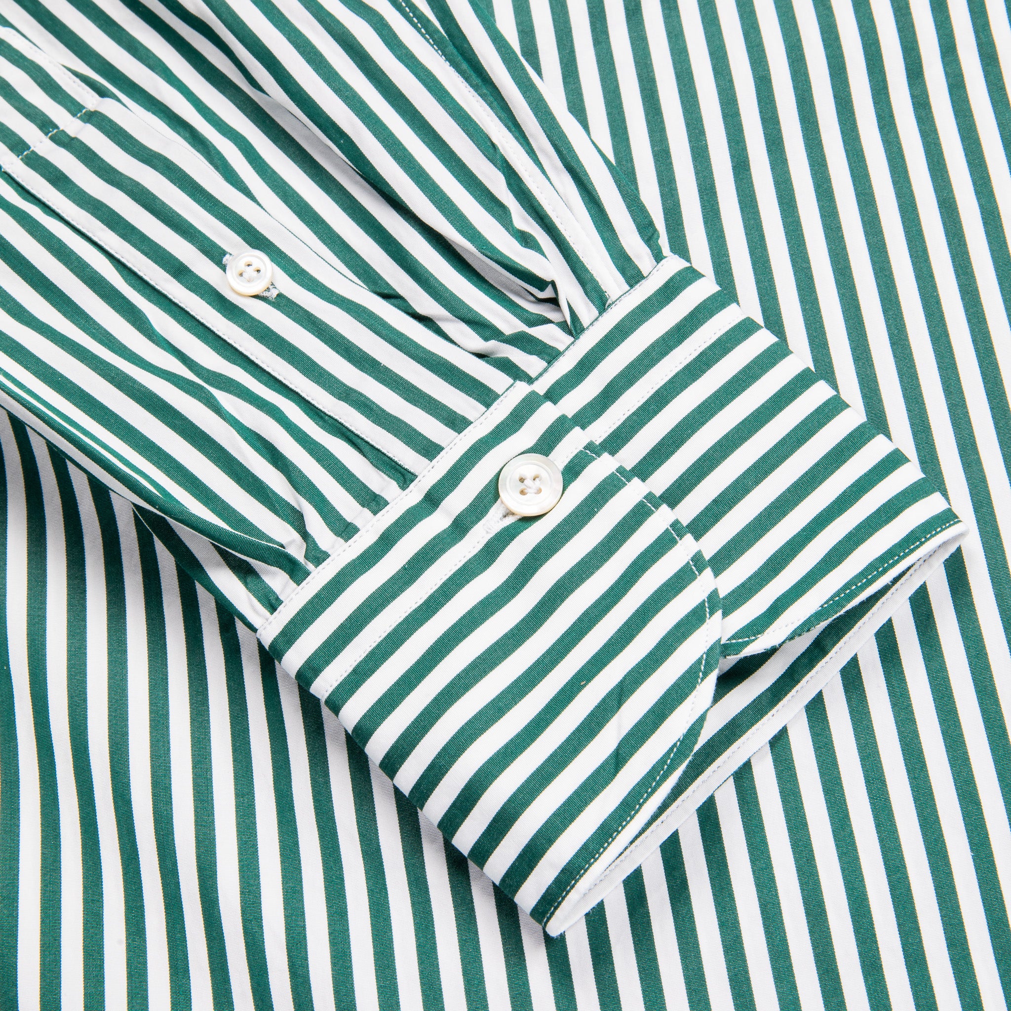 Finamore Tokyo Fit Collo Lucio Bengal Stripe Shirt Verde Inglese