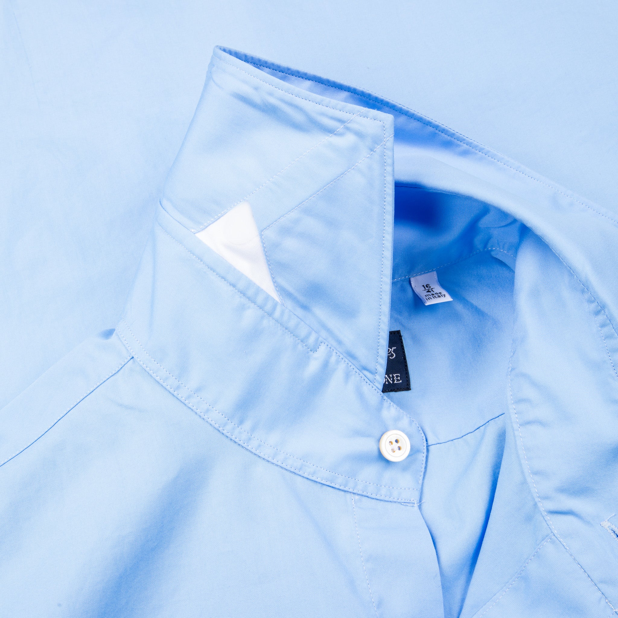 Finamore Gaeta Shirt Sergio Collar Alumo Poplin Avio Blue – Frans