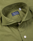 Finamore Gaeta Shirt Sergio Collar Alumo Poplin Olive