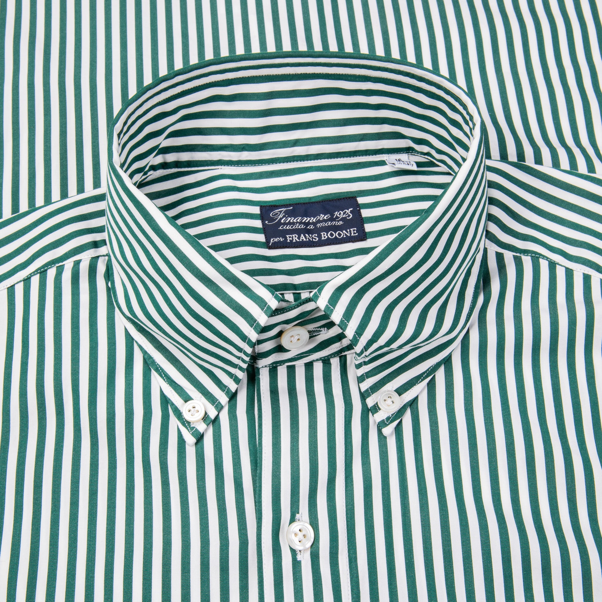 Finamore Tokyo Fit Collo Lucio Bengal Stripe Shirt Verde Inglese