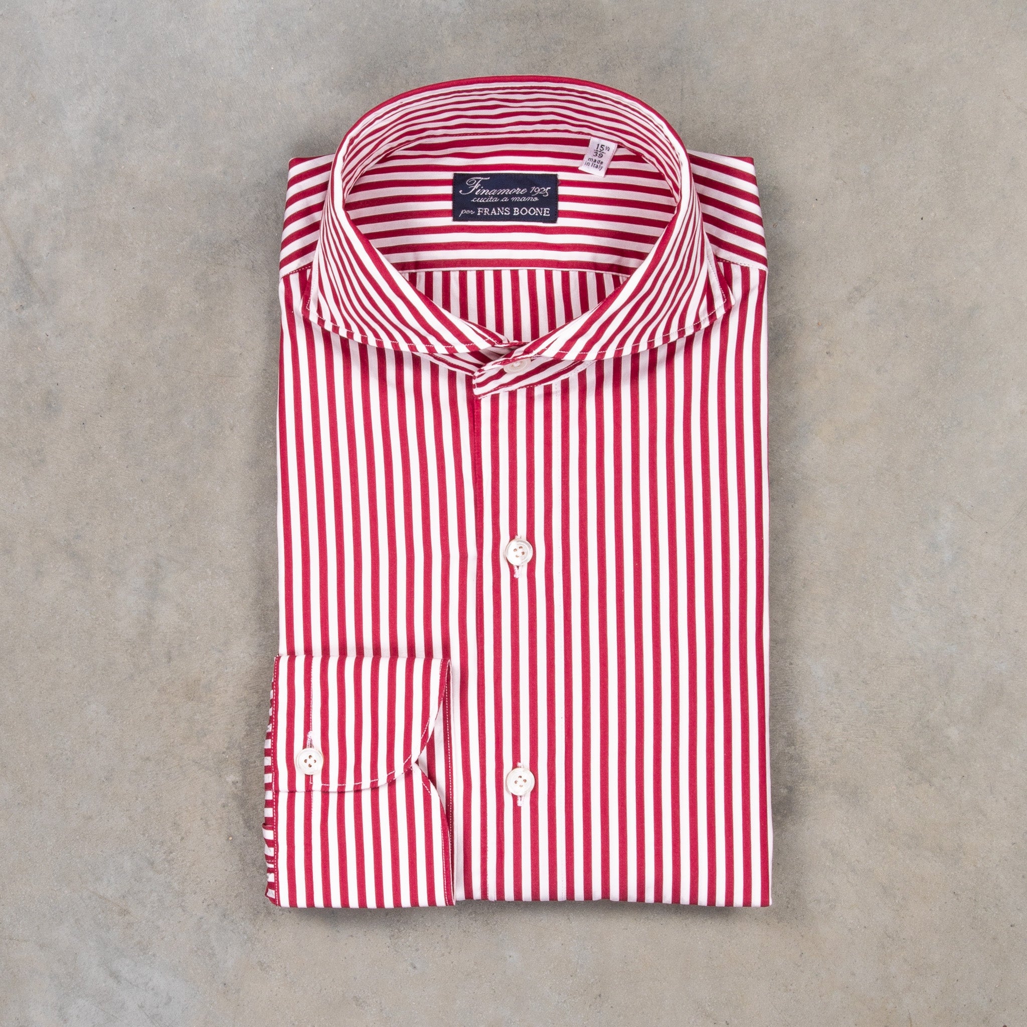 Finamore Tokyo Fit Collo Sergio Bengal Stripe Shirt Chianti