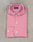 Finamore Tokyo Fit Collo Sergio Bengal Stripe Shirt Chianti