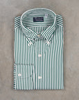 Finamore Tokyo Fit Collo Lucio Bengal Stripe Shirt Verde Inglese