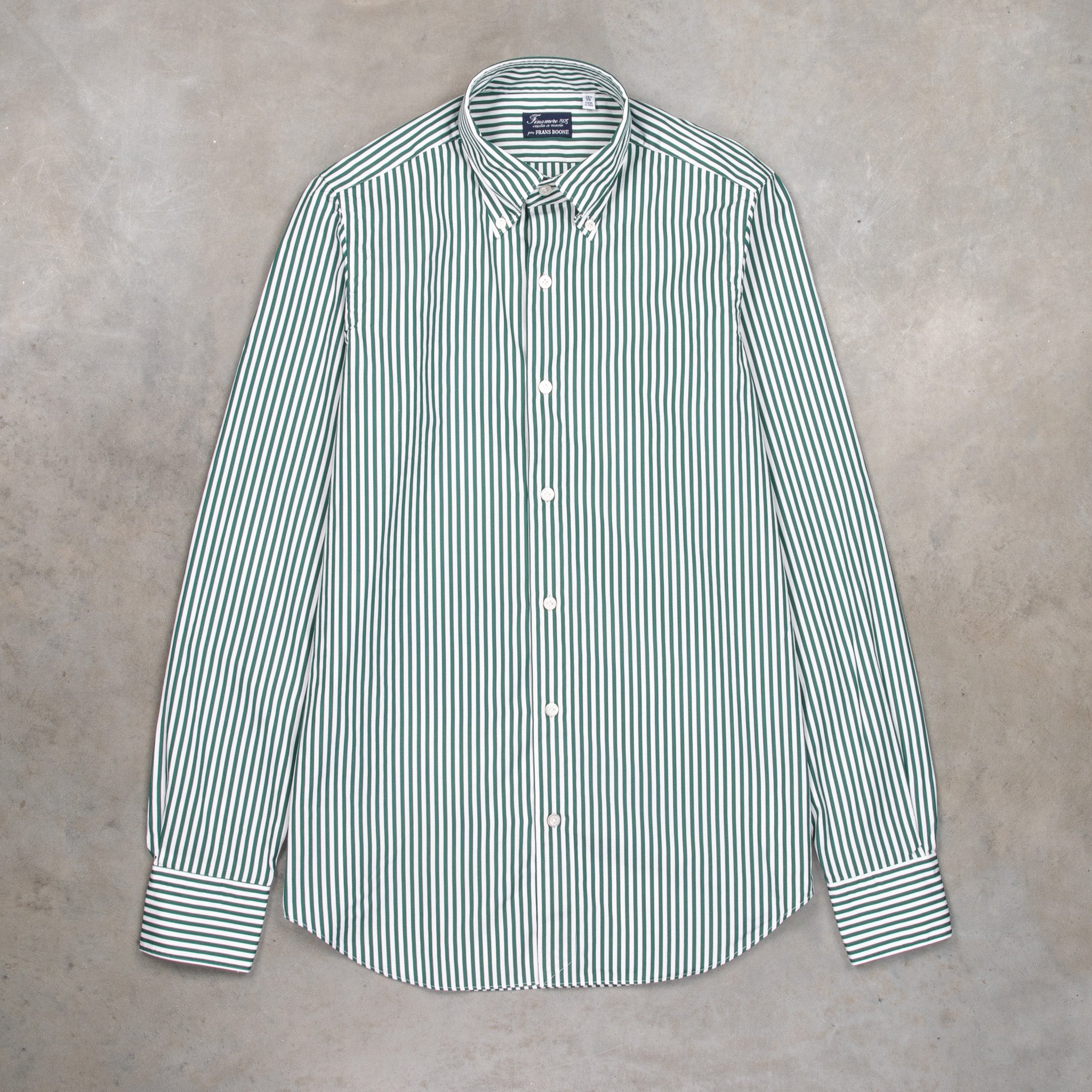 Finamore Tokyo Fit Collo Lucio Bengal Stripe Shirt Verde Inglese