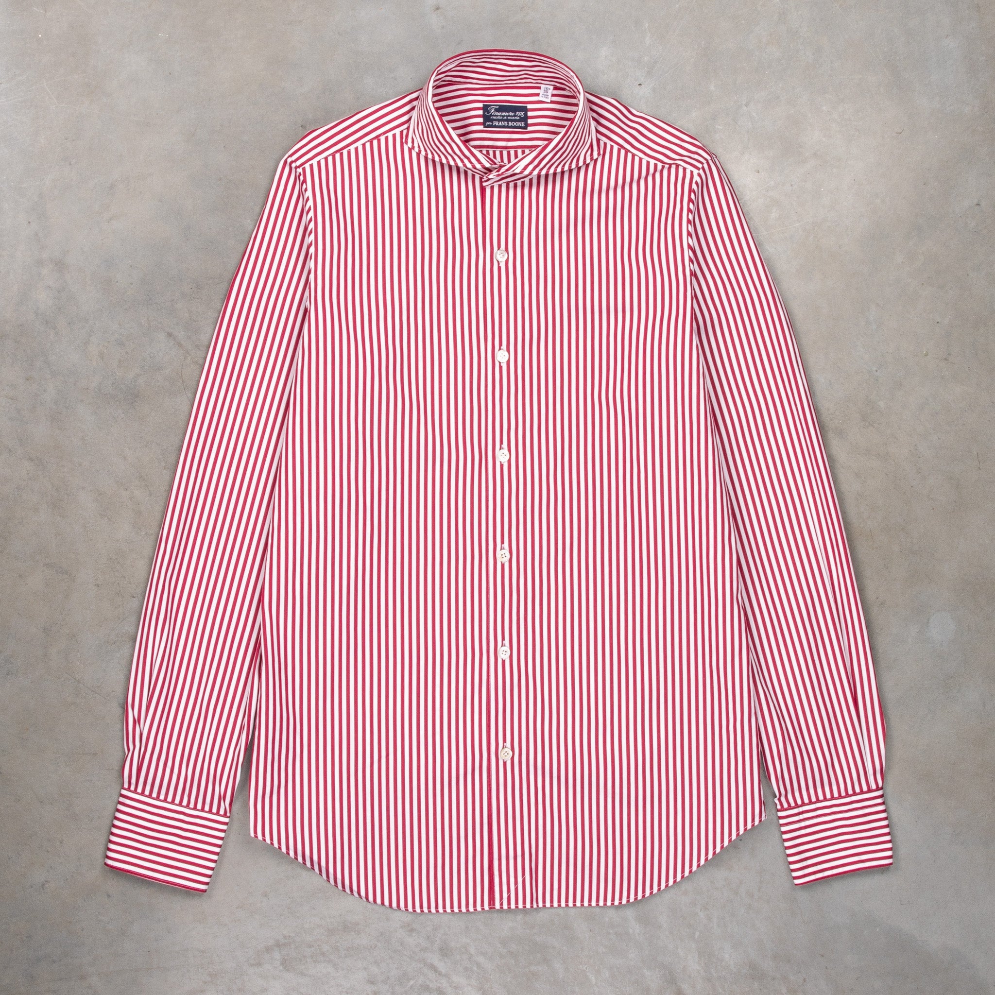 Finamore Tokyo Fit Collo Sergio Bengal Stripe Shirt Chianti