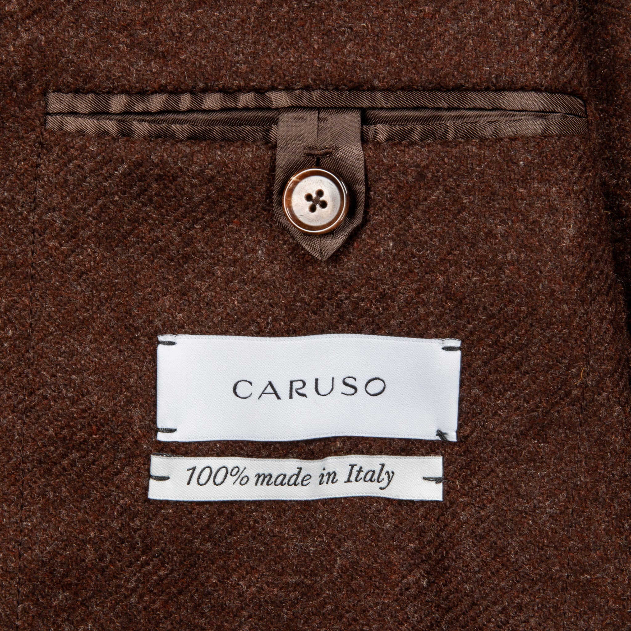 Caruso Butterfly Jacket Wool Cashmere Italian Tweed Marrone