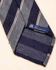 Finamore Chiaia "Sette pieghe" Striped Shantung Tie Grey - Navy