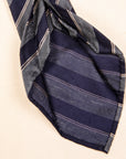 Finamore Chiaia "Sette pieghe" Striped Shantung Tie Grey - Navy