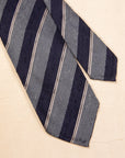 Finamore Chiaia "Sette pieghe" Striped Shantung Tie Grey - Navy