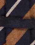 Finamore Anversa Tie Untipped Cashmere Stripe Navy - Caramel