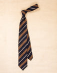 Finamore Anversa Tie Untipped Cashmere Stripe Navy - Caramel