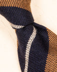 Finamore Anversa Tie Untipped Cashmere Stripe Navy - Caramel