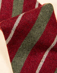 Finamore Anversa Tie Untipped Cashmere Stripe Burgundy - Olive