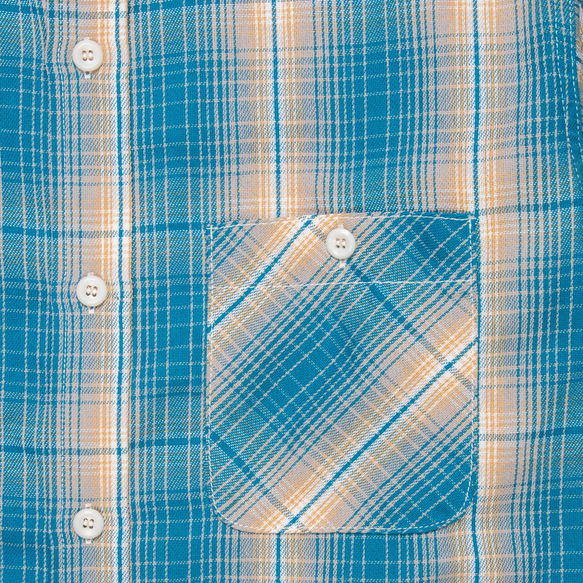 The Real McCoy´s 8HU Ombre Check Summer Flannel Shirt Turquoise